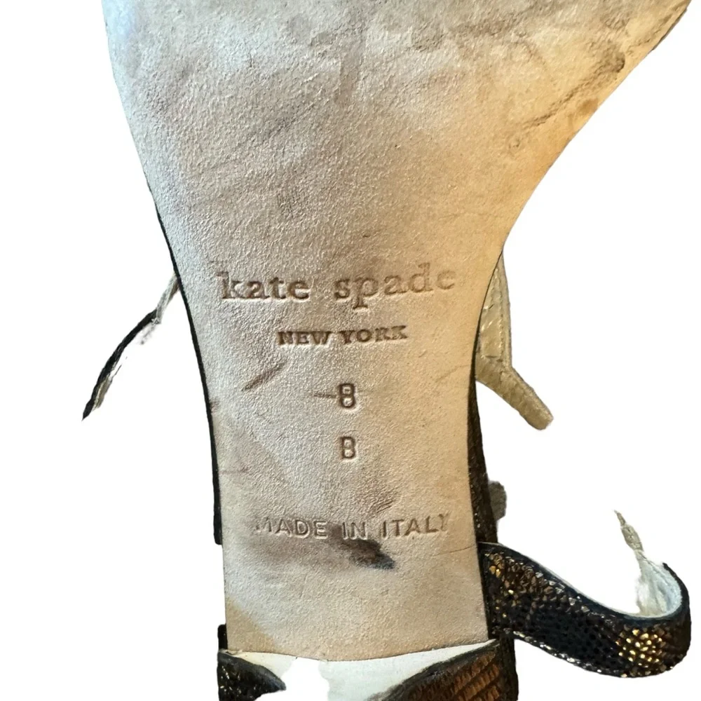 *Women’s Kate Spade Size 8 Lydia Bronze Metal Mini Lizard w Green Stones Sandals - Picture 14 of 14